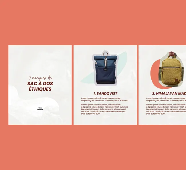 Carrousel Instagram sélection de produits éthiques