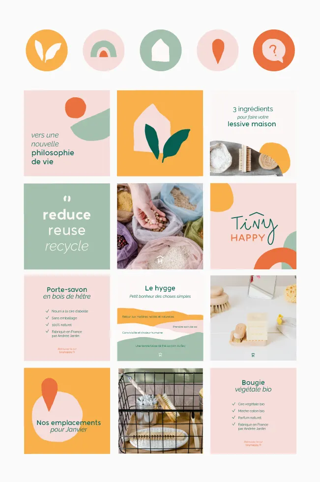Pack de templates Instagram pour une boutique de produits naturels