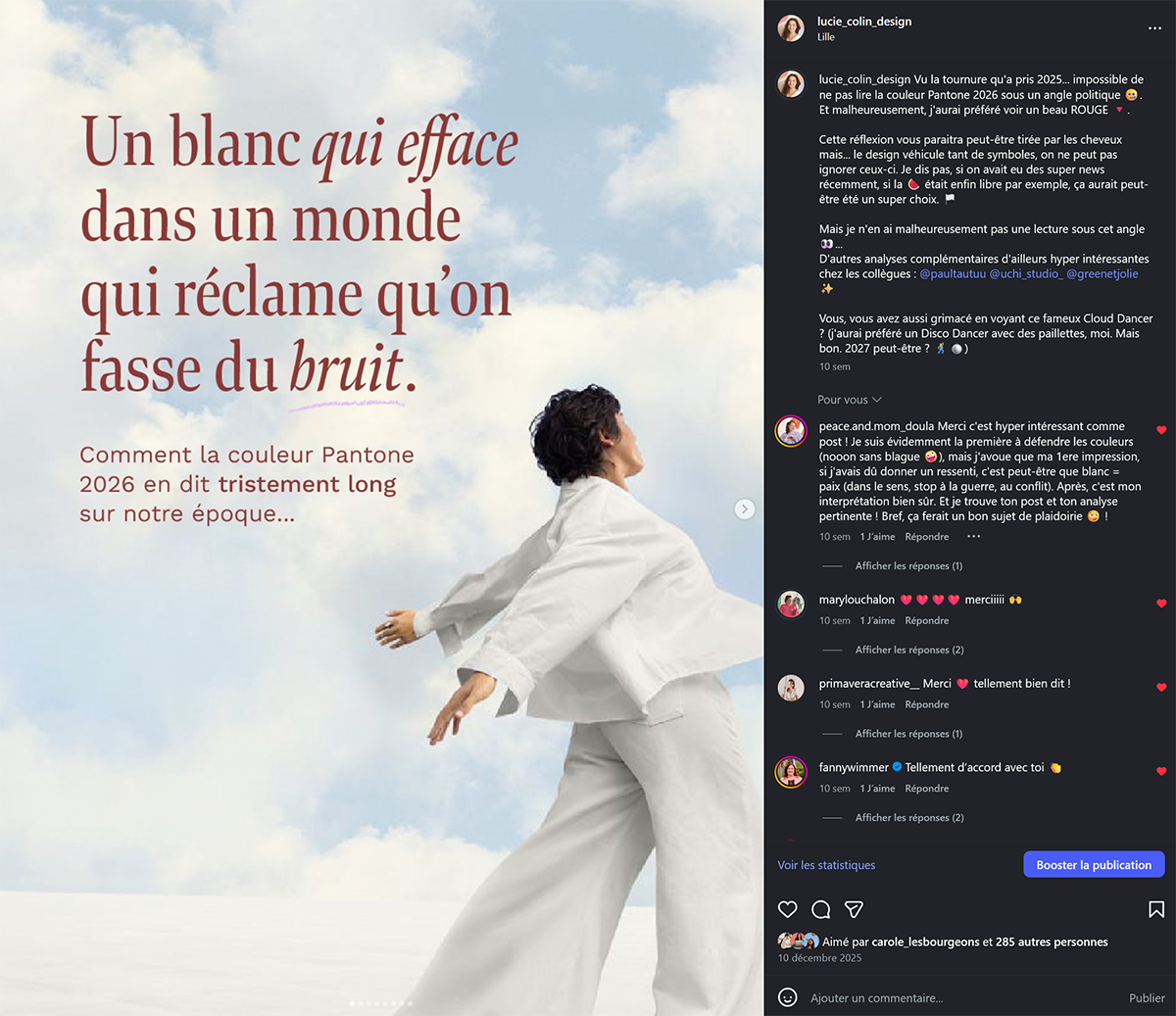 La couleur, c’est politique 1 Couleur Pantone 2026 Cloud Dancer analyse politique